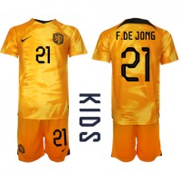 Dres Nizozemska Frenkie de Jong #21 Domaci za djecu SP 2022 Kratak Rukav (+ kratke hlače)